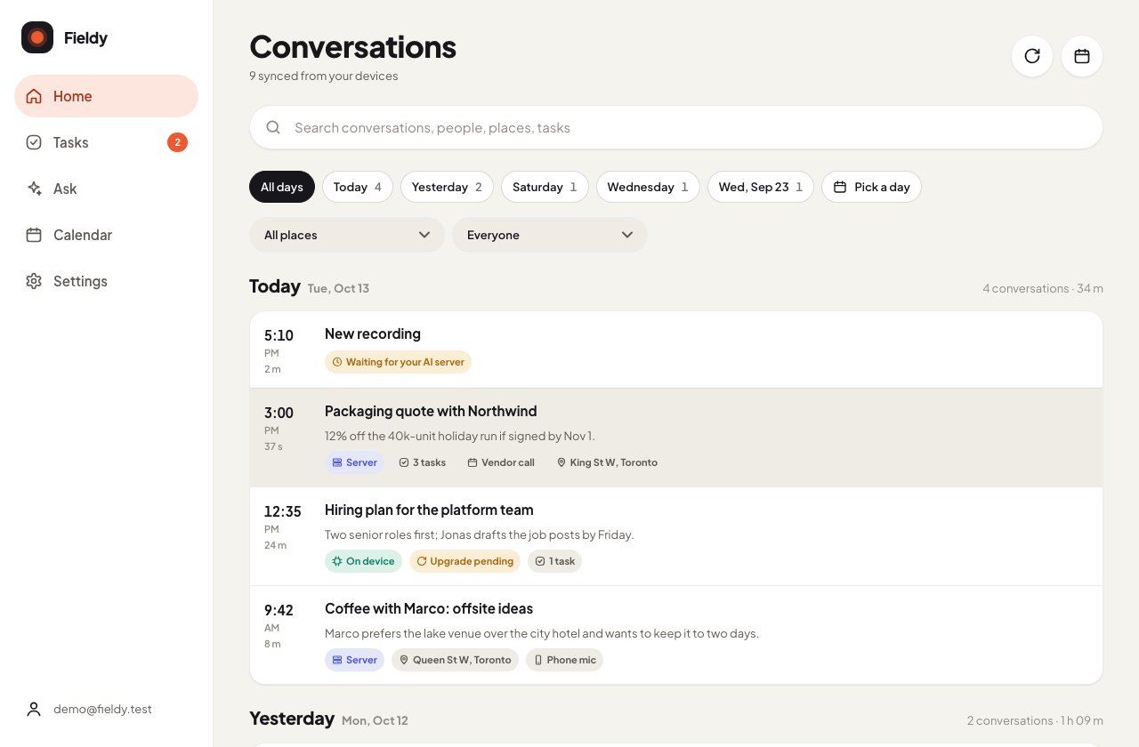 Sync across your devices: screenshot of the web app.